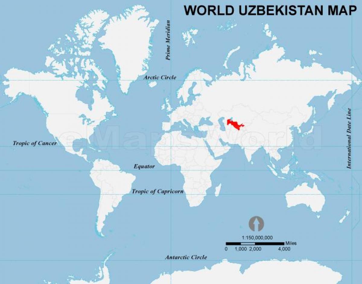 Uzbequistão localização no mapa
