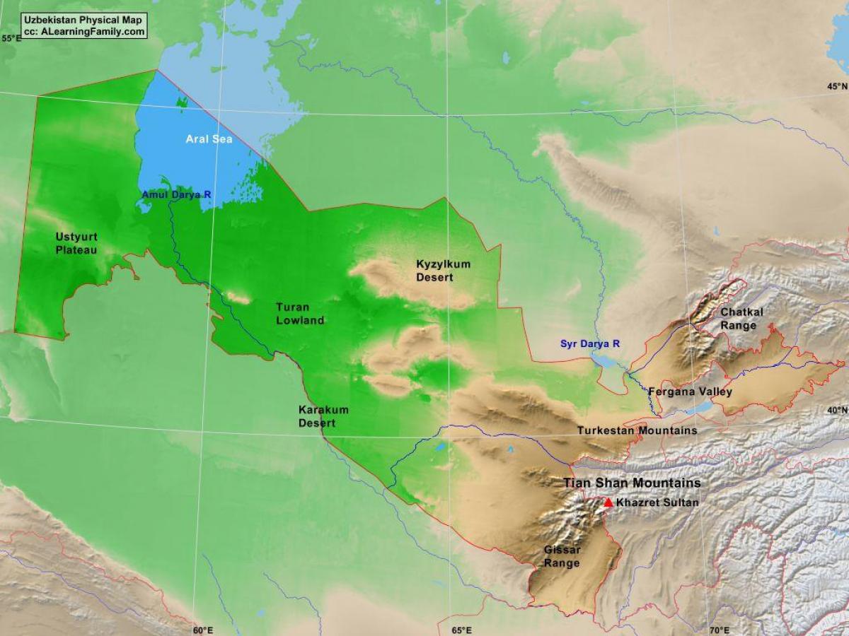mapa do Uzbequistão física