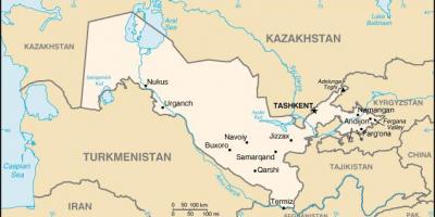 Mapa do Uzbequistão cidades