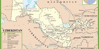 Mapa político do Uzbequistão 